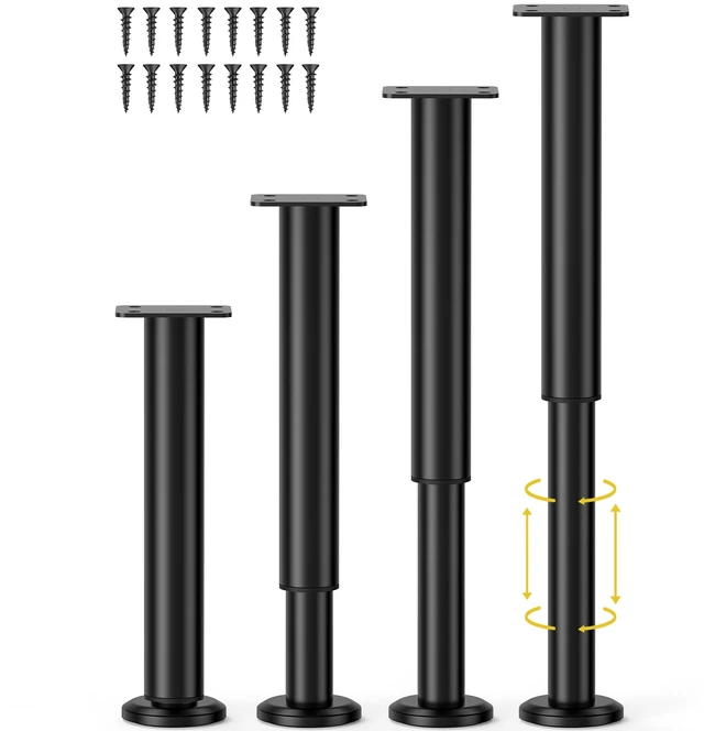 Main image of 4 Pcs Adjustable Bed Center Support Legs 10-17 inch for Bed Frame/Bed Center Slat, Metal Adjustable Furniture Legs for Bed/Cabinet/Sofa/Dresser/Couch/Table,Heavy Duty Bed Replacement Legs
