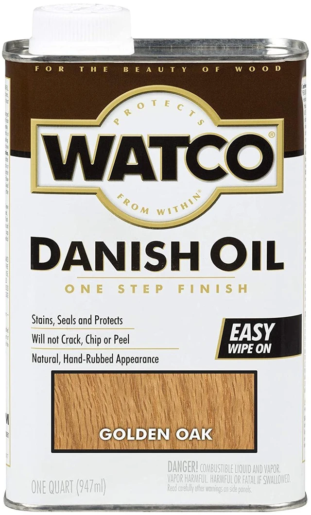 Main image of Golden Oak Danish Oil Wood Finish Penetrating Oil Formula, Enhances Natural Grain, Easy Wipe-On Application For Wood Projects, Quart