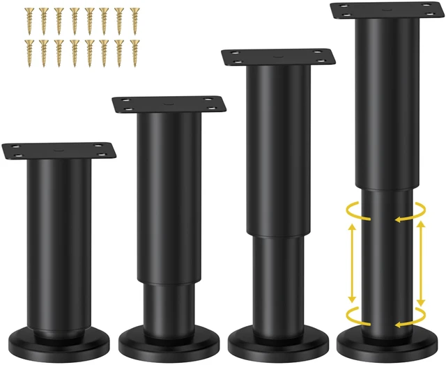 Main image of 4 Pcs Metal Adjustable Furniture Legs 4.72-7.08 inch, Adjustable Cabinet Legs for Sofa/Bed/Chair/Couch/Dresser/Table,Heavy Duty Bed Replacement Support Legs for Bed Frame/Bed Center Slat