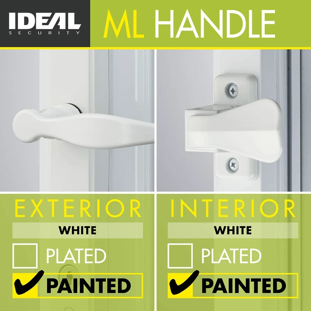Alt view image 3 of 7 - 1216 Surface Mount Storm Door Handle with Lock and Key for 1 1 ½ inches Thick Doors (White, 4-Posts)