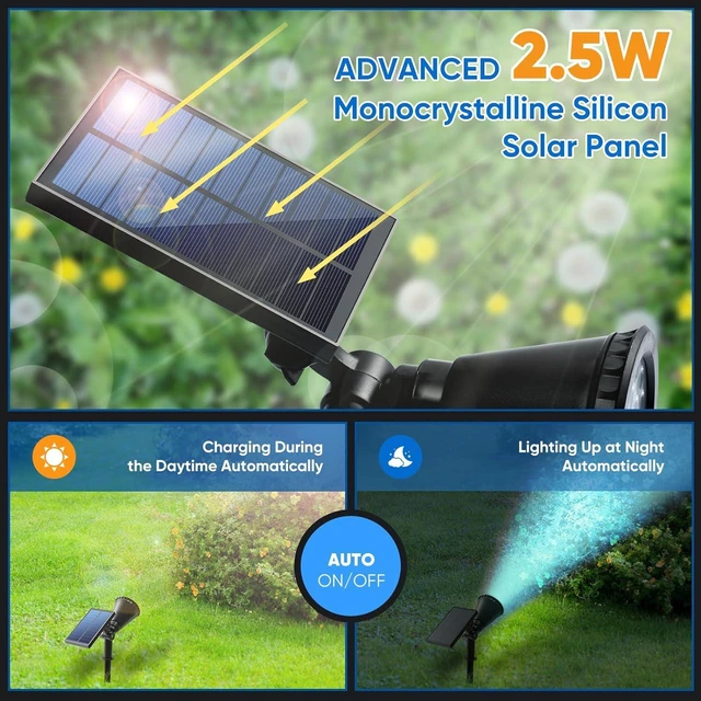 Alt view image 3 of 6 - Solar Spot Lights Outdoor,18 LEDs Color Changing RGB Solar Flood Lights with 8 Modes &IPX65 Waterproof,Halloween Solar Spotlight for Driveway/Backyard/Landscape/Tree(Multicolor,2 Pack)