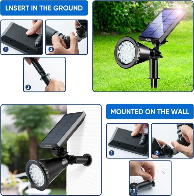 Alt view image 5 of 6 - Solar Spot Lights Outdoor,18 LEDs Color Changing RGB Solar Flood Lights with 8 Modes &IPX65 Waterproof,Halloween Solar Spotlight for Driveway/Backyard/Landscape/Tree(Multicolor,2 Pack)