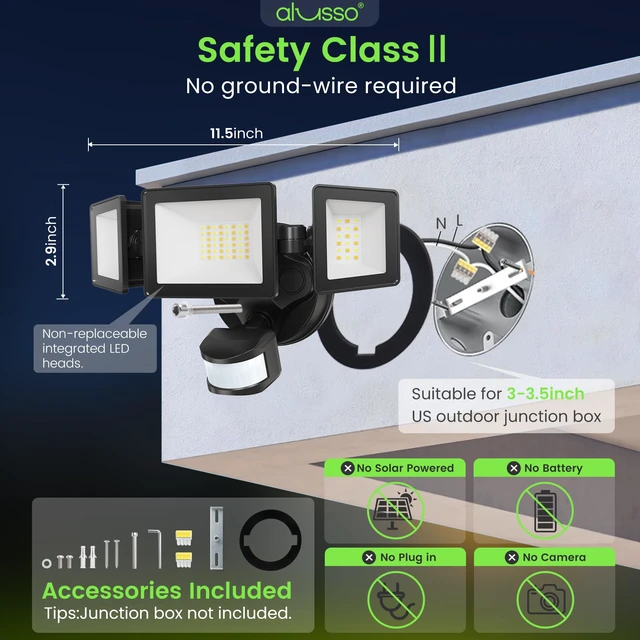 Alt view image 7 of 7 - Motion Sensor Outdoor Lights, 40W 4000LM Flood Lights Outdoor 120V 3CCT 3000K/4000K/6500K 3 Modes(Auto/Dusk to Dawn/On Time) Hardwired(Not Solar) Security Light for Garage Yard Porch,Black,ETL
