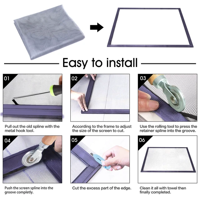 Alt view image 4 of 6 - Windows Screen and Screen Door Replacement, 59"x106" Durable Fiberglass Screen Mesh- Window Screen & Sliding Screen Door Repair for Patio and Windows