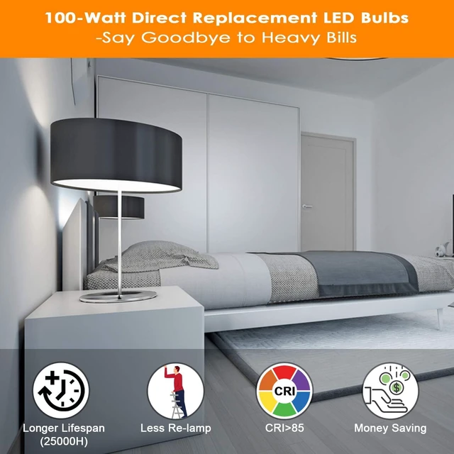 Alt view image 5 of 7 - LED Light Bulbs 100W Equivalent 1100 Lumens, A19 11W 5000K Daylight White Non-Dimmable, Super Bright No Flicker Standard E26 Edison Screw Bulbs for Home, Bedroom, Office Lamp, 12-Pack