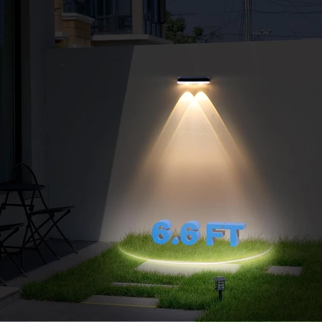 Alt view image 6 of 7 - Solar Fence Lights Outdoor 12 Pack for Wall, Step, Porch, Deck, Railing 3000K/4000K/6000K 3 Modes Waterproof Dusk to Dawn Lighting Solar Powered Bright LED Lens Downlights