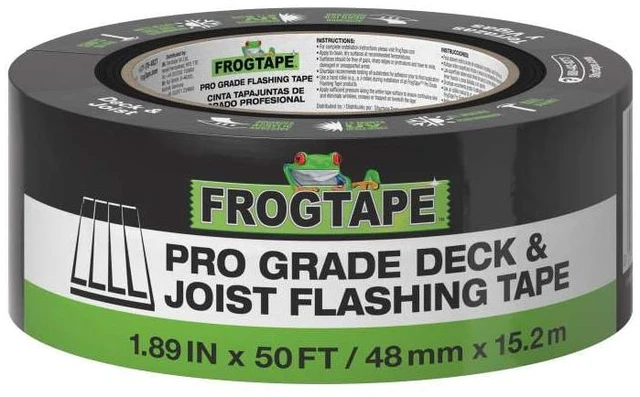 Main image of Pro Grade Deck and Joist Flashing Tape - 2 Inch Width (1.89 in. x 50 ft) - All Weather & UV Resistant Linerless Tape for Decking, Wood, Beams with Advanced Acrylic Adhesive - 13 mils - Black
