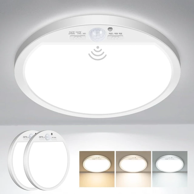 Main image of 2Pack Motion Sensor Light Indoor Wired, 12 Inch 3000K/4000K/6500K Closet Lights Motion Sensored, 24W 2400LM Flush Mount Ceiling Light for Hallway Pantry Stairwell Porch, White