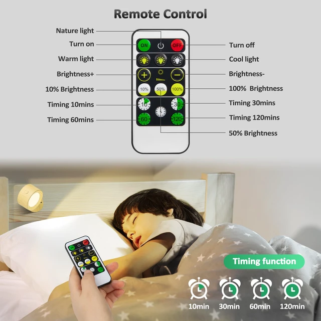 Alt view image 4 of 6 - LED Wall Mounted Lights 3 Pcs with Remote, Wall Sconces Lamp 3000mAh Rechargeable Battery Operated, 3 Color Temperatures & Dimmable Magnetic 360° Rotation Cordless Light for Bedroom Reading