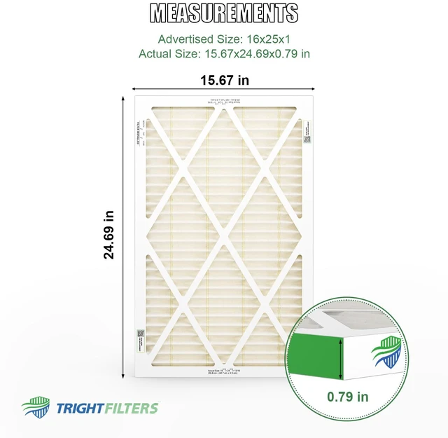 Alt view image 2 of 7 - 16x25x1 Air Filter 4 Pack, MERV 11 Dust & Pet Dander Defense Electrostatic Pleated HVAC AC Furnace Filters Replacement for Home (Actual Size 15.67x24.69x0.79 in)