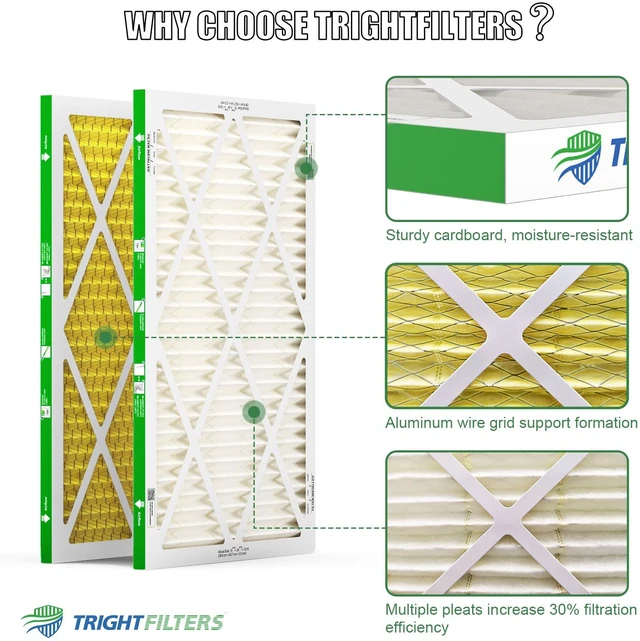 Alt view image 4 of 7 - 16x25x1 Air Filter 4 Pack, MERV 11 Dust & Pet Dander Defense Electrostatic Pleated HVAC AC Furnace Filters Replacement for Home (Actual Size 15.67x24.69x0.79 in)