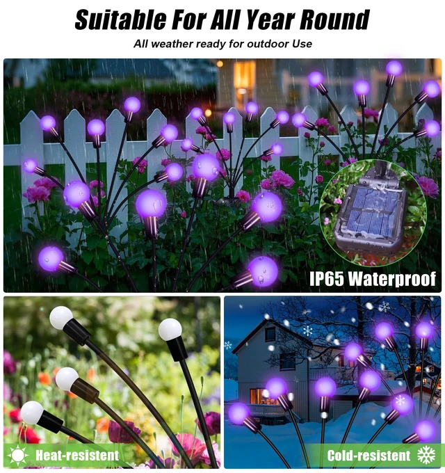 Alt view image 3 of 7 - Solar Lights Outdoor Waterproof 6 Pack of 36 LEDs Unique Gifts Women Purple Swaying Solar Lights Outdoor for Yard Pathway Patio, Swaying Lawn Decor as Gardening Gifts for Women Holiday