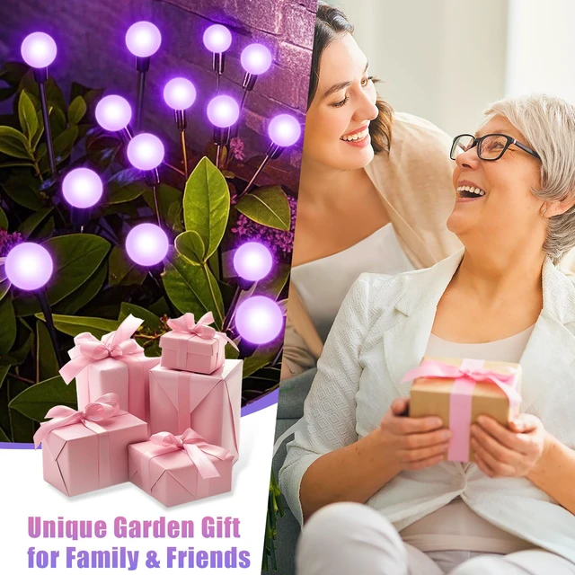 Alt view image 4 of 7 - Solar Lights Outdoor Waterproof 6 Pack of 36 LEDs Unique Gifts Women Purple Swaying Solar Lights Outdoor for Yard Pathway Patio, Swaying Lawn Decor as Gardening Gifts for Women Holiday