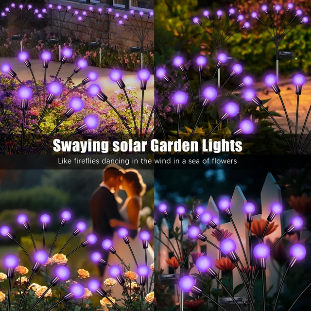 Alt view image 6 of 7 - Solar Lights Outdoor Waterproof 6 Pack of 36 LEDs Unique Gifts Women Purple Swaying Solar Lights Outdoor for Yard Pathway Patio, Swaying Lawn Decor as Gardening Gifts for Women Holiday