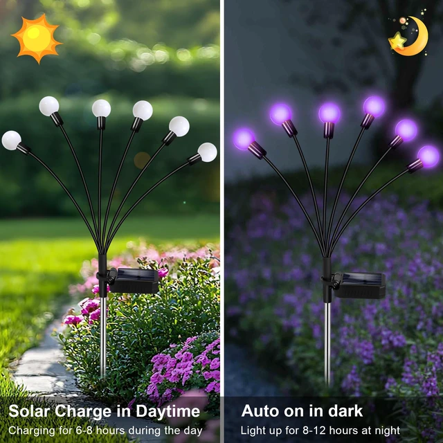Alt view image 7 of 7 - Solar Lights Outdoor Waterproof 6 Pack of 36 LEDs Unique Gifts Women Purple Swaying Solar Lights Outdoor for Yard Pathway Patio, Swaying Lawn Decor as Gardening Gifts for Women Holiday