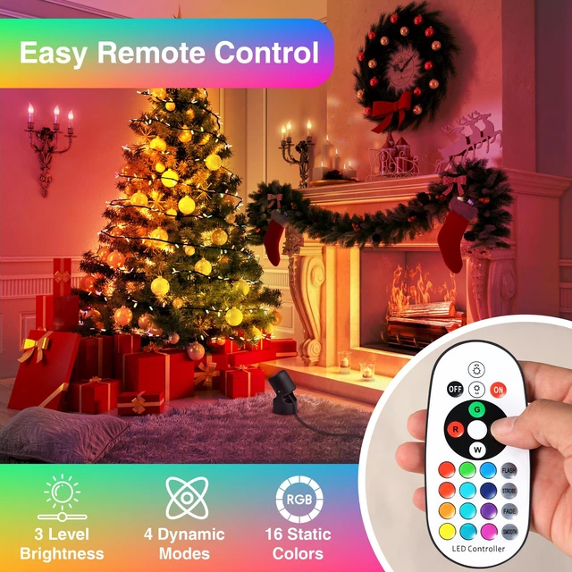 Alt view image 2 of 7 - RGBW Christmas Spot Lights Indoor 6W Up Lights Indoor with Remote Control 16 Color Changing Uplighting Indoor 120V LED Spotlight Indoor Dimmable Uplights Indoor for Parties Plant Decor, 2 Pack