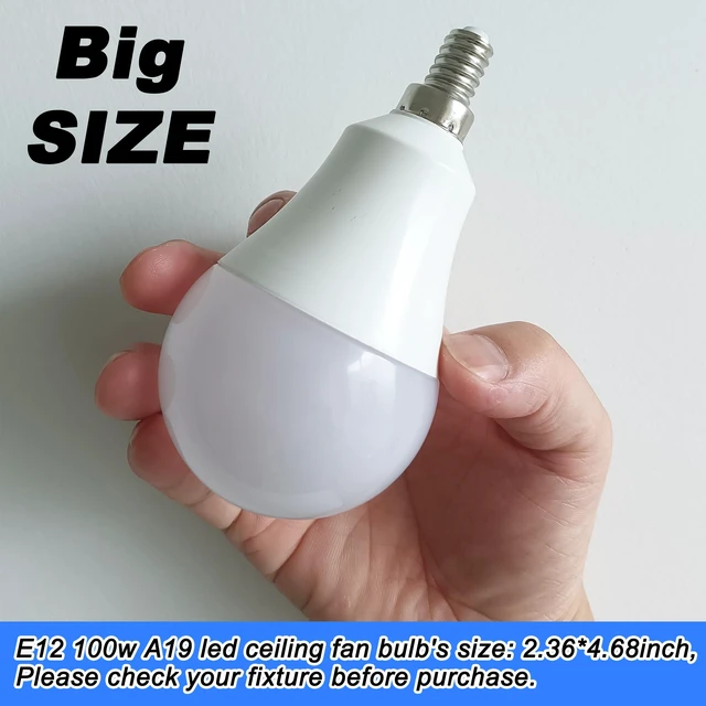 Alt view image 4 of 7 - E12 100W LED Candelabra Bulb Replacement for Ceiling Fan Chandelier 6000K Daylight White,Bright Small Base Bulbs 10w 1200lm for Pendant Lighting,Non Dimmable,6PACK