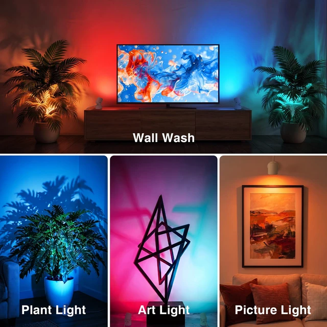 Alt view image 4 of 7 - RGBW Christmas Spot Lights Indoor 6W Up Lights Indoor with Remote Control 16 Color Changing Uplighting Indoor 120V LED Spotlight Indoor Dimmable Uplights Indoor for Parties Plant Decor, 2 Pack