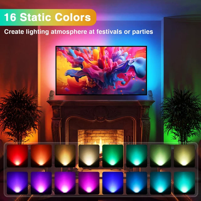 Alt view image 2 of 7 - 6W RGBW Uplighting Indoor Color Changing Up Lights Indoor with Remote Dimmable LED Spot Lights for Home Aluminum Accent Lighting for Party Plant Decor with 5.9 FT Plug Cord, 2 Pack