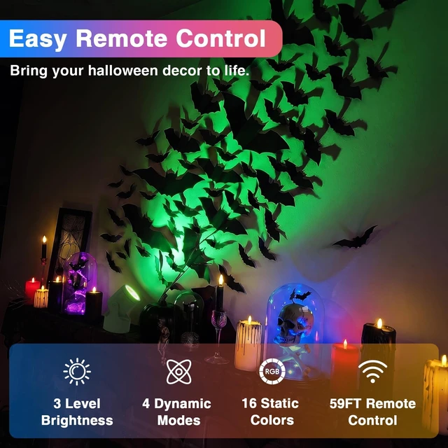 Alt view image 3 of 7 - 6W RGBW Uplighting Indoor Color Changing Up Lights Indoor with Remote Dimmable LED Spot Lights for Home Aluminum Accent Lighting for Party Plant Decor with 5.9 FT Plug Cord, 2 Pack