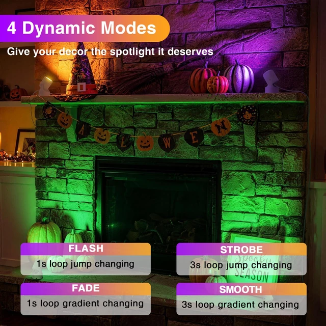 Alt view image 5 of 7 - 6W RGBW Uplighting Indoor Color Changing Up Lights Indoor with Remote Dimmable LED Spot Lights for Home Aluminum Accent Lighting for Party Plant Decor with 5.9 FT Plug Cord, 2 Pack