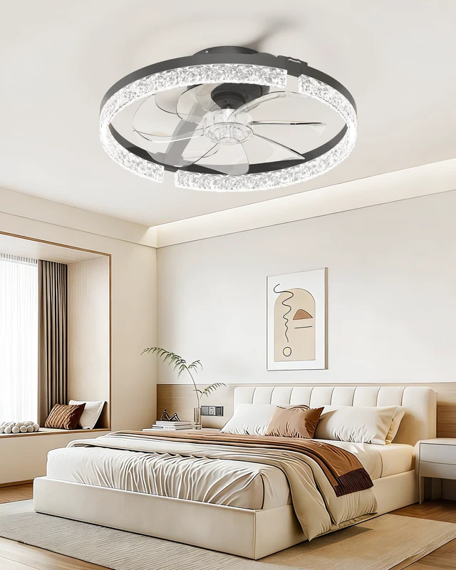 Alt view image 7 of 7 - Ceiling Fans with Lights and Remote Low Profile Ceiling Fan with APP Control, 3000K-6500K Dimmable, Quiet Modern Flush Mount Fandelier for Bedroom