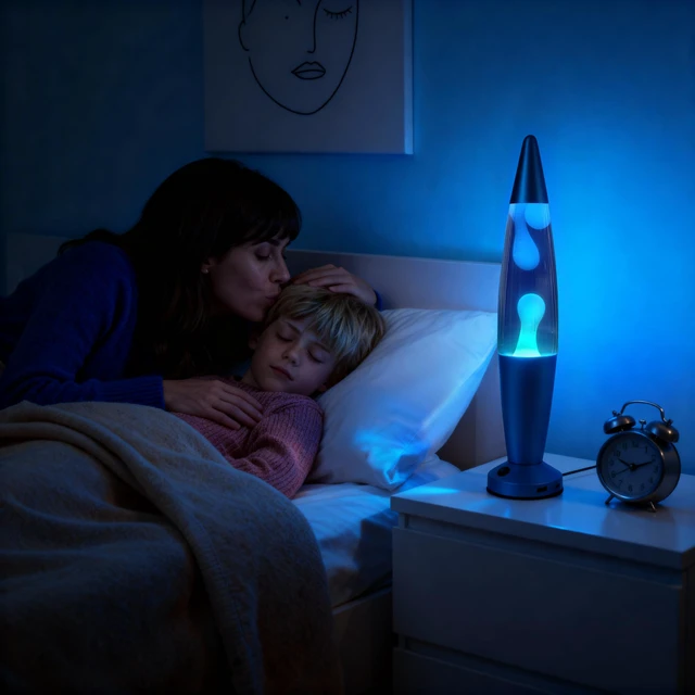 Alt view image 7 of 7 - Beautiful Liquid Lamp with USB Ports,16" Motion Light with Blue Liquid White Wax, Relaxing Nightlight, Mood Light for Bedroom, Living Room, Office - Adults, Teens, Kids