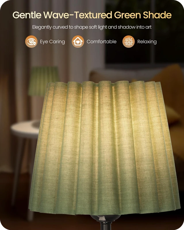 Alt view image 3 of 7 - Small Bedside Table Lamp, Dimmable Table Lamp with 3 Adjustable Color Temperatures, Nightstand Lamp with a Dimmable Bulb, E26 Base, for Bedroom, Study, Desk, Green and Black J15TL05