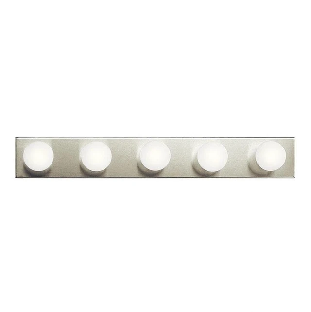 Main image of 5-Light Vanity Light, Brushed Nickel Linear vanity light for bathroom mirrors and powder rooms (2" x 30" x 4.25"), 625NI - Vanity Lighting Fixtures