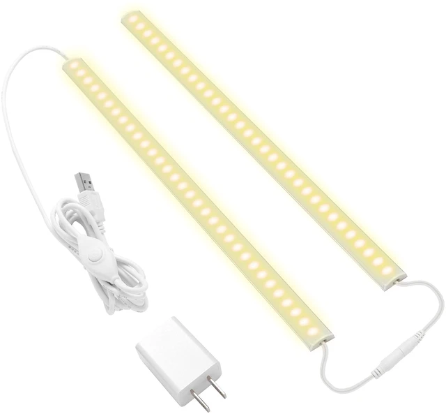 Main image of Under Cabinet Lighting, 2pcs 12" 3000K Dimmable LED Closet Light, USB Plug, Memory Function, Linkable Cabinet Light Bar for Kitchen, Plug-in Workbench Light, Super Slim LED Light Bar for Room