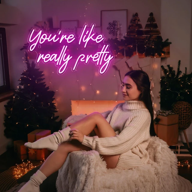 Alt view image 3 of 7 - You're Like Really Pretty Neon Sign, Pink Neon Sign for Wall Decor | You're Like Really Pretty Sign for Girls Bedroom, Party, Salon - Best Gifts for Birthday, Christmas