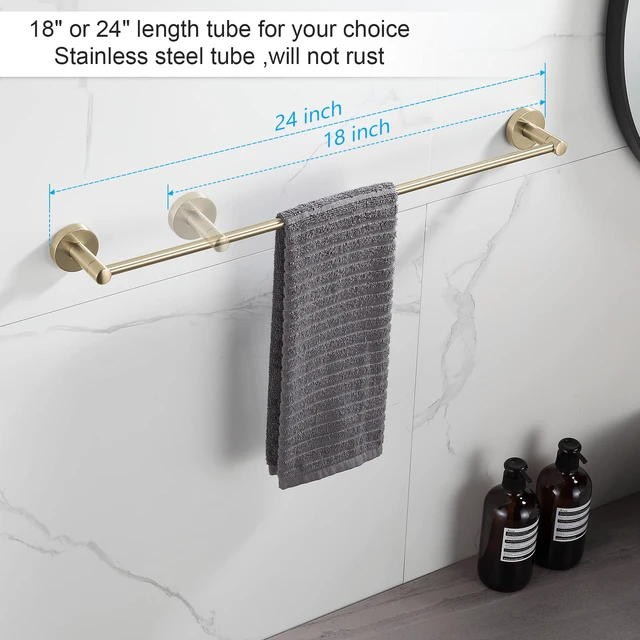 Alt view image 2 of 6 - Bathroom Accessory Set Brushed Gold 4 Pieces Towel Rack Set