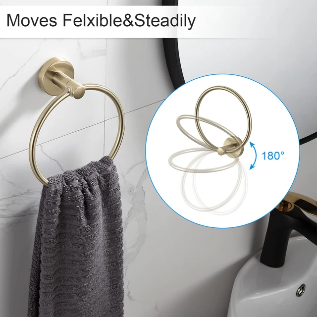 Alt view image 3 of 6 - Bathroom Accessory Set Brushed Gold 4 Pieces Towel Rack Set
