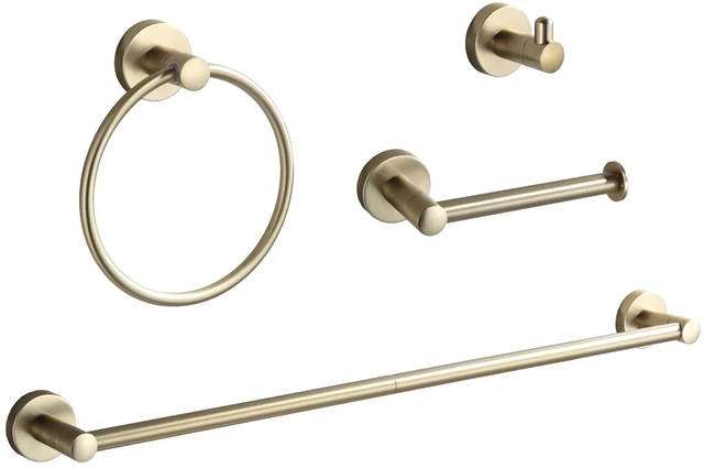Main image of Bathroom Accessory Set Brushed Gold 4 Pieces Towel Rack Set