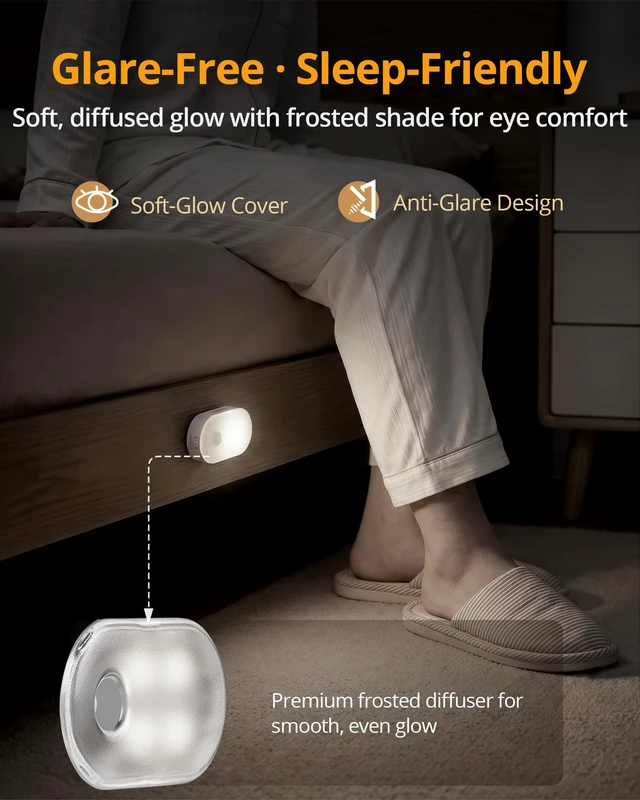 Alt view image 5 of 7 - Rechargeable Battery Night Light with Motion Sensor, Portable, Auto-Off, Dimmable for Bathroom, Bedroom, Kitchen, Stairs, Hallway, Pets, Travel, 4-Pack, Cool White