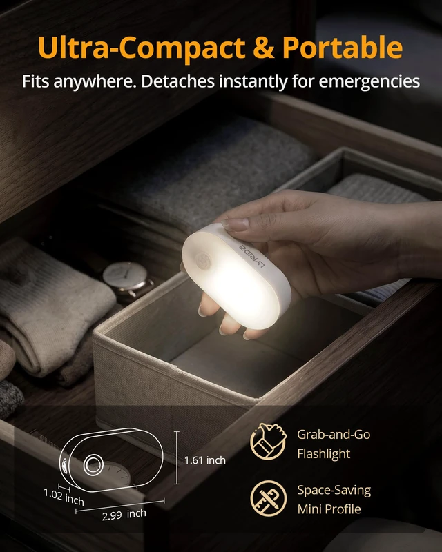 Alt view image 6 of 7 - Rechargeable Battery Night Light with Motion Sensor, Portable, Auto-Off, Dimmable for Bathroom, Bedroom, Kitchen, Stairs, Hallway, Pets, Travel, 4-Pack, Cool White