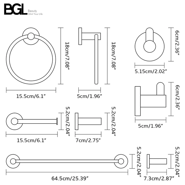 Alt view image 6 of 7 - Bathroom Accessory Set Chrome 4 Pieces Bathroom Towel Rack 24 Inches Adjustable Bathroom Hardware Set