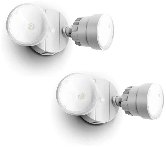Main image of 2 Packs P6221B 2000 Lumen 18 Watt 28 LED Dual-Head Flood Light Outdoor, Waterproof Exterior Security Wall Light for Patio, Garden,Yard-White