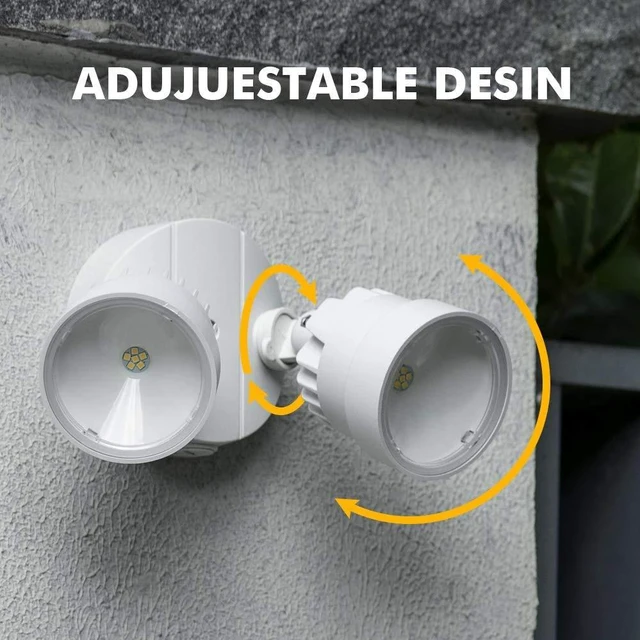 Alt view image 2 of 7 - 2 Packs P6221B 2000 Lumen 18 Watt 28 LED Dual-Head Flood Light Outdoor, Waterproof Exterior Security Wall Light for Patio, Garden,Yard-White