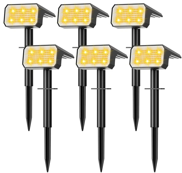 Main image of Solar Spot Lights Outdoor Waterproof, 6 Pack, 118 LED Warm White IP67, 4 Modes Auto On/Off, Solar Powered Spotlights for Yard Garden Landscape Pathway Walkway Tree Patio Driveway