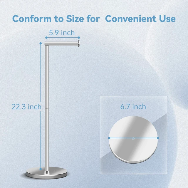 Alt view image 2 of 7 - Toilet Paper Holder Stand, Bathroom Free Standing Toilet Paper Holders with Reserve Storage 3-4 Toilet Paper Rolls, 22-inch Stainless Steel Toilet Paper Holder Stand (Brushed) (Pack of 2)