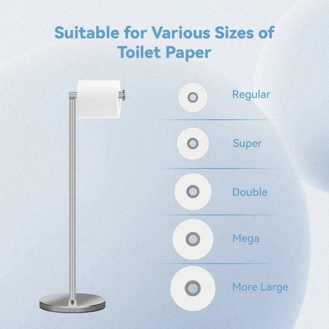 Alt view image 6 of 7 - Toilet Paper Holder Stand, Bathroom Free Standing Toilet Paper Holders with Reserve Storage 3-4 Toilet Paper Rolls, 22-inch Stainless Steel Toilet Paper Holder Stand (Brushed) (Pack of 2)