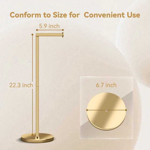 Alt view image 2 of 7 - Toilet Paper Holder Stand, Bathroom Free Standing Toilet Paper Holder with Reserve Storage 3-4 Toilet Paper Rolls (Golden) (Pack of 2)