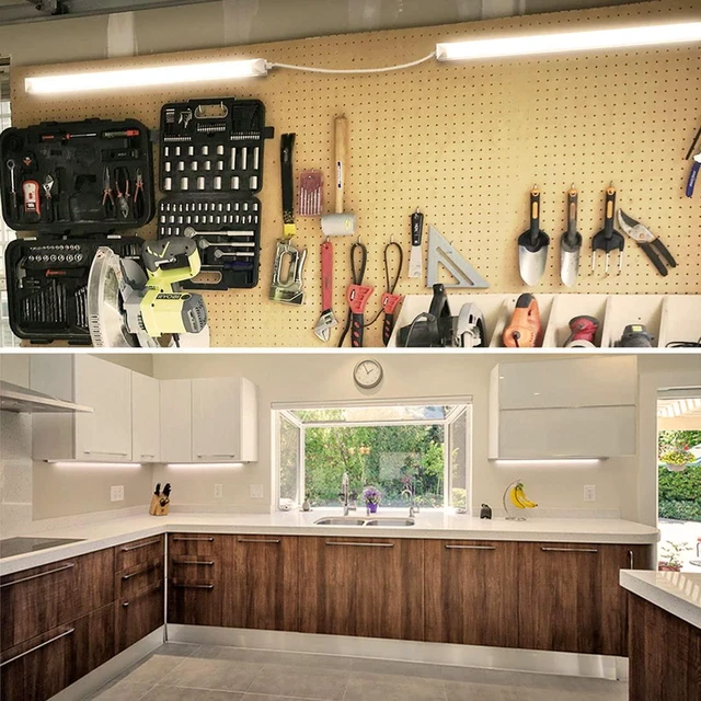 Alt view image 2 of 7 - LED Shop Light 2FT, 22W 3300LM 3000K, V-Shape T8 LED Tube Light Utility Linkable Shop Lights, Under Counter Light for Workbench, Kitchen, Basement, Plug and Play, 2 Pack, ETL Listed