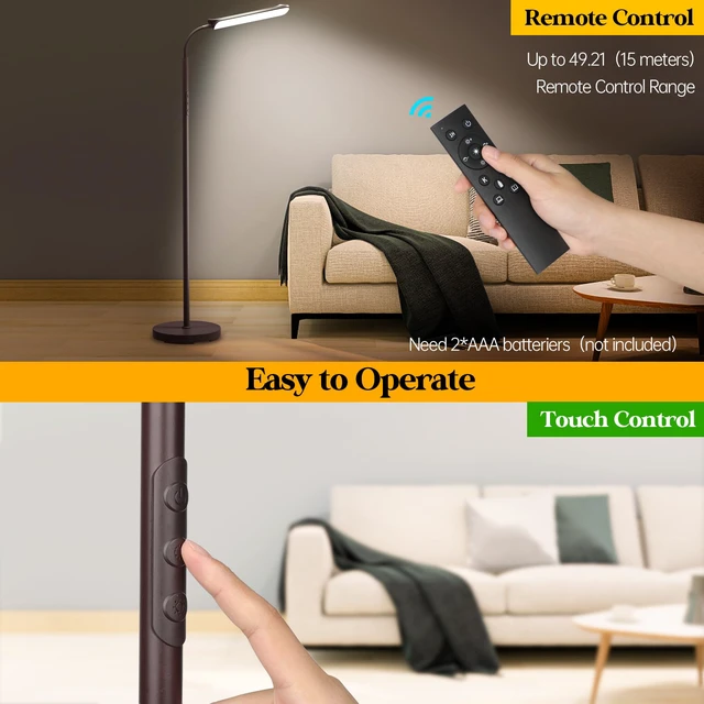 Alt view image 5 of 7 - LED Floor Lamp, 18W Super Bright Floor Lamp for Living Room, Adjustable Stepless Colors & Brightness Standing Lamp, Eye Caring Reading Light with Remote& Touch Control for Bedroom Office