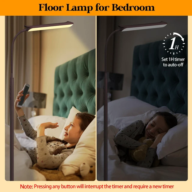 Alt view image 7 of 7 - LED Floor Lamp, 18W Super Bright Floor Lamp for Living Room, Adjustable Stepless Colors & Brightness Standing Lamp, Eye Caring Reading Light with Remote& Touch Control for Bedroom Office