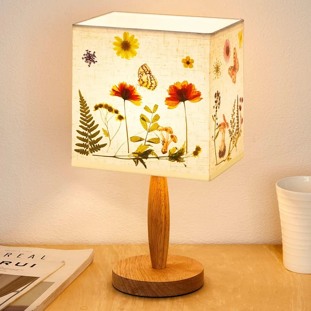 Alt view image 7 of 7 - Pressed Flower Vintage Table Lamp,Square Cottagecore Boho Rustic Night Light, Gift Box Packed Decorative Lamp, Ideal Gift for Women on Mother's Day