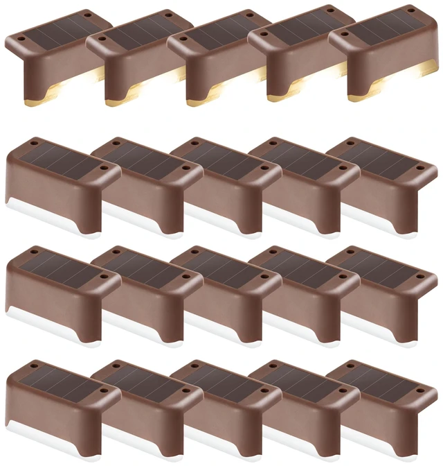 Main image of Solar Deck Lights, Solar Step Lights Waterproof, Warm White, 20 Pack