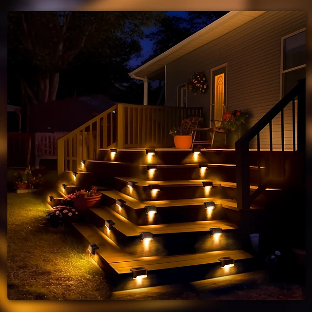 Alt view image 5 of 7 - Solar Deck Lights, Solar Step Lights Waterproof, Warm White, 20 Pack