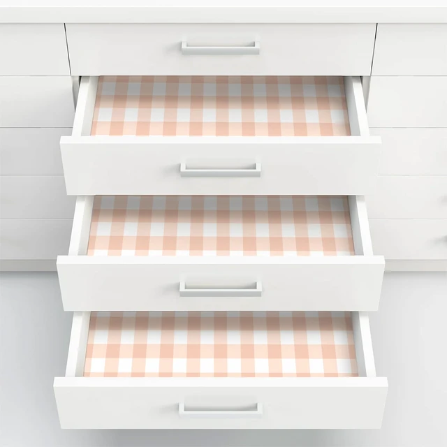Alt view image 7 of 7 - Orange Peel and Stick Wallpaper Gingham Checkered 17.3''×393'' Orange Plaid Contact Paper for Cabinets Self Adhesive Removable Wallpaper Waterproof Bathroom Bedroom Nursery Cute Wall Decor